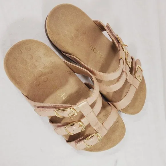 Vionic Misa Rose Gold Slides Sandals 9 Wide 9W - Picture 5 of 6